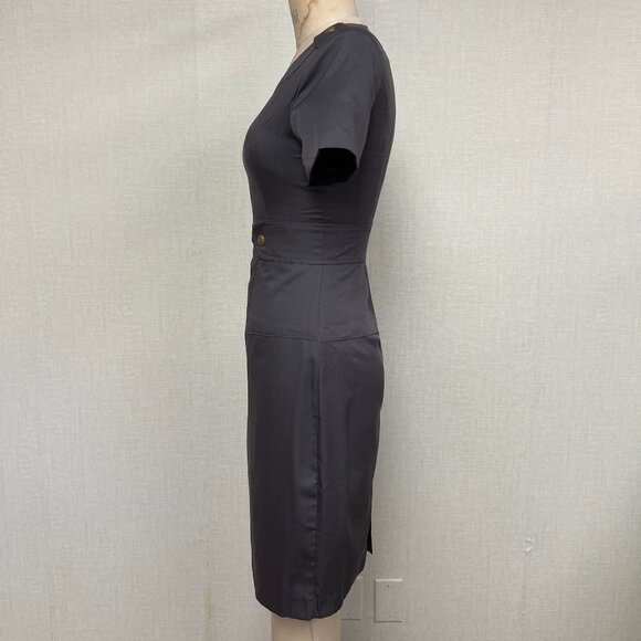 NWT Deadstock 2000s Designer Suzabelle Retro Gray Pencil Dress - Picture 4 of 6